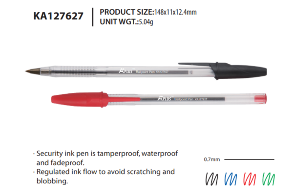 0.7 毫米透明简约设计圆珠笔，带...
